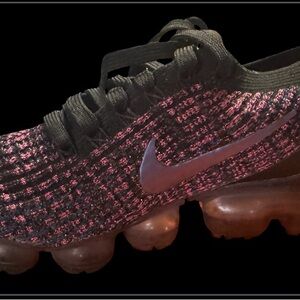 Nike Black and Pink Knit Running Shoes
